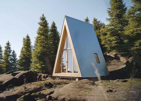 Casa pré-fabricada em estrutura A de aço leve para hotel, unidade de cabine minúscula para férias