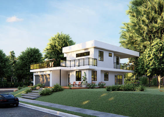 Casa pré-feito fácil da construção de aço da luz da instalação com as cabines 2PAC e a bancada de pedra