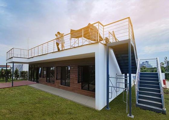 DEEPBLUE Bungalow de madeira pré-fabricado com estrutura de aço leve Edifício de escritórios