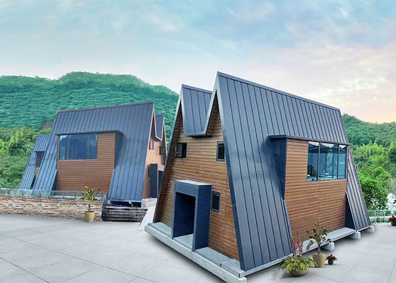 Casa Modular Pré-fabricada de Aço Bungalow de Madeira Com Estrutura de Aço Leve Uma Casa Para Férias