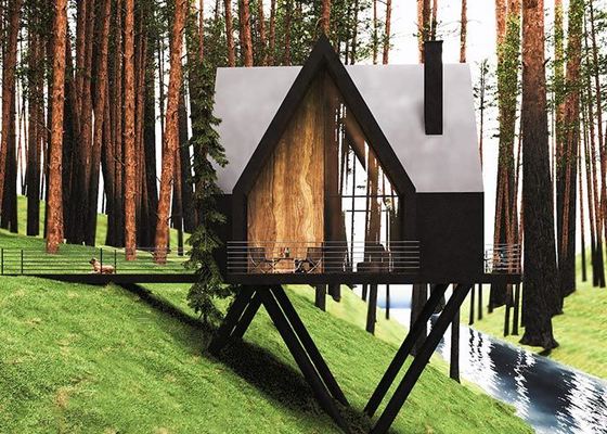 Modular Casa cabine pré-fabricado Jardim Estúdio com estrutura de aço leve e área de deck expansivo