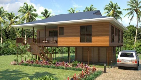 Casas de madeira pré-fabricadas de construção rápida Quadro de aço leve Bungalows de praia com ficção