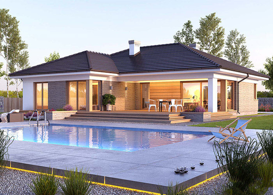 AS / NZS / USA Estrutura de aço leve Casa Modular Prefabricada Kit Villa