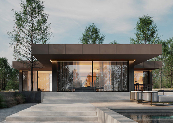 Casa pré-fabricada de luxo de 4 quartos Vila pré-fabricada Casa com estrutura de aço leve
