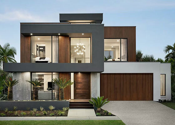 Casa pré-fabricada de luxo de 2 andares construída com sistema de painéis e estrutura de aço leve