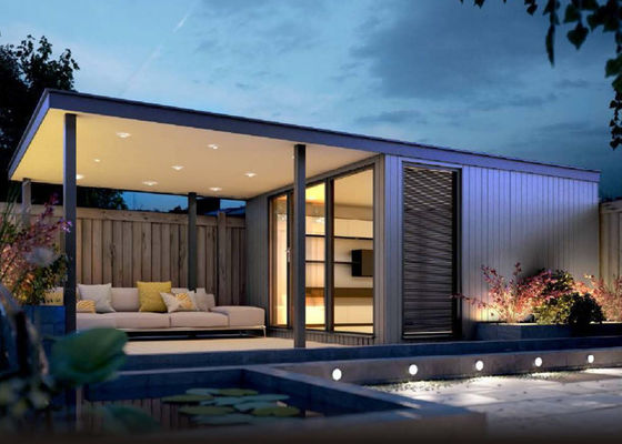 Quadro de aço de calibre leve Casas modulares pré-fabricadas Escritório de jardim com janelas de vidro duplo