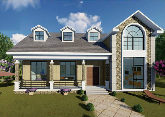 Kits de casas pré-fabricadas de painel sanduíche com armação de aço galvanizado leve