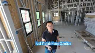 Casa pré-fabricada com estrutura de aço leve nos EUA, casa unifamiliar